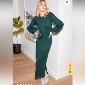 Lulus Emerald Green Balloon Sleeve Midi Sweater Dress